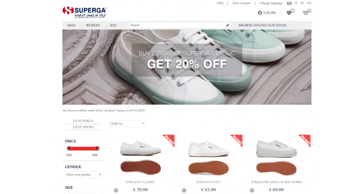 SUPERGA  两对 20%off