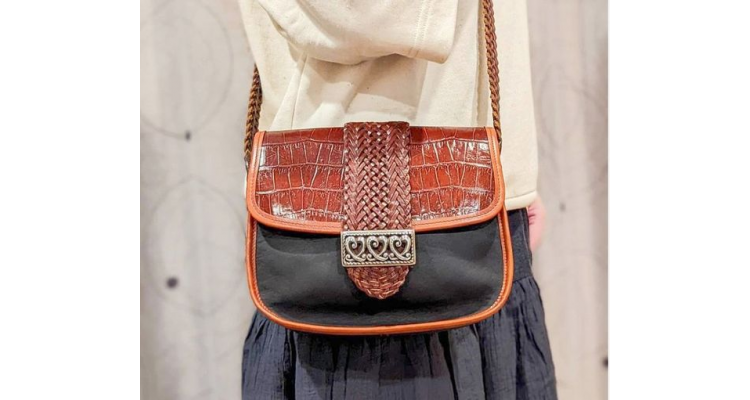 Brighton Black and Brown Crocodile Patterned Crossbody Purse